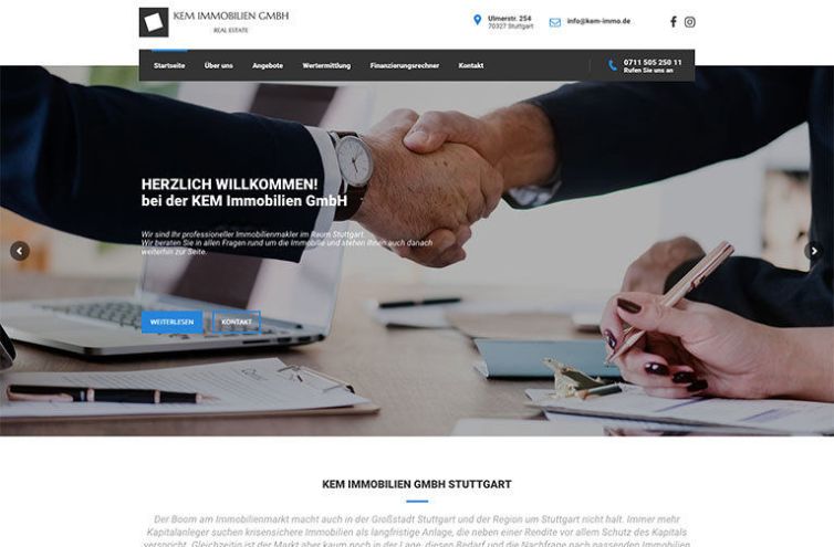 Webseite von KEM Immobilien GmbH
